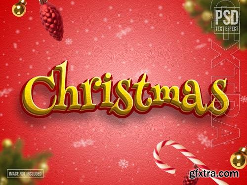 Christmas text effect editable template with red and yellow color psd