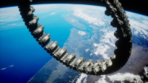 Videohive - Futuristic Space Station on Earth Orbit - 34974758 - 34974758