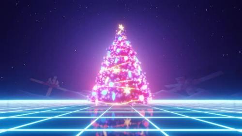 Videohive - Neon Christmas Background 4K - 34975173 - 34975173