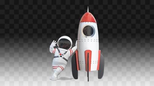 Videohive - Cosmonaut Leans On A Rocket And Talks - 34976010 - 34976010