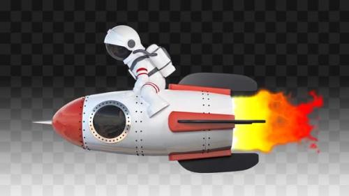 Videohive - Cosmonaut Flying On A Rocket - 34976011 - 34976011