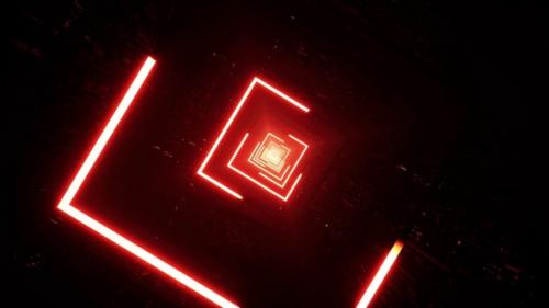 Videohive - Glowing Red Light Stroke Square Tunnel VJ Loop - 34989938 - 34989938