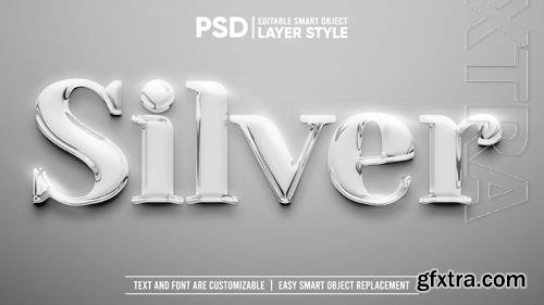 Shiny smooth silver with flare editable smart object layer text effect mockup psd