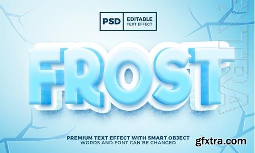 Frost ice 3d editable text effect premium psd