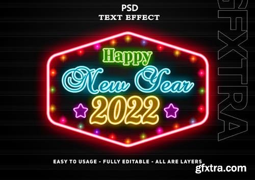 2022 happy new year neon text effect psd