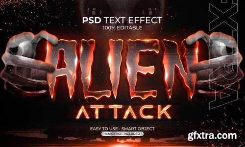 Alien attack text effect psd