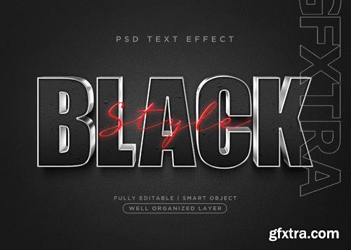 3d black style text effect psd