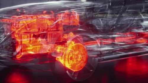 Videohive - Transparent Car with Engine in Laboratory - 34991789 - 34991789