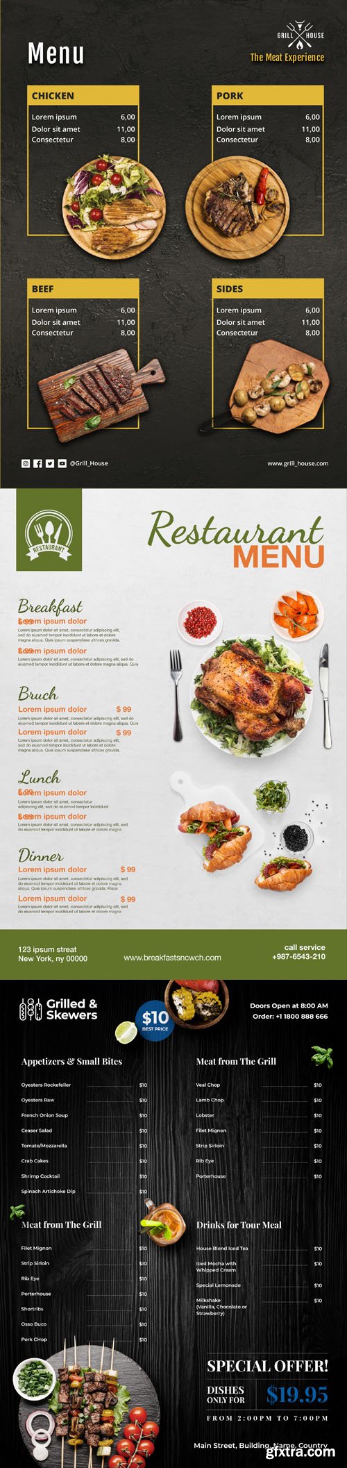 7 Restaurant Menu PSD Templates Collection