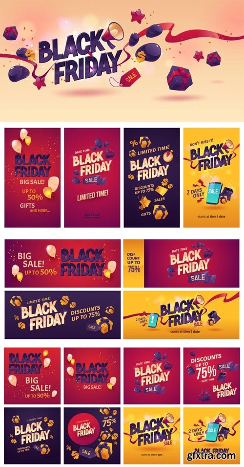 Cartoon Black Friday Vector Collection