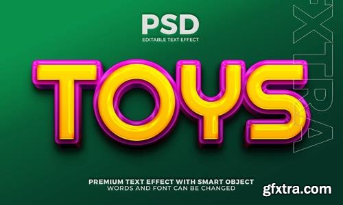 Toys kids 3d editable text effect premium psd