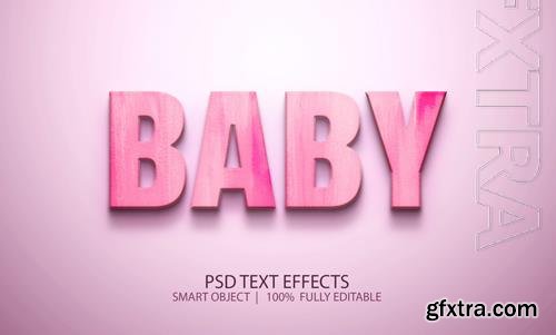 Cute baby pink psd editable text effect psd