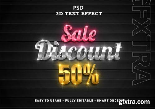 3d sale discount text style effect psd