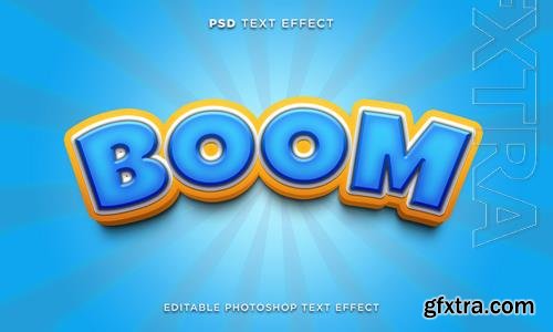 3d boom text effect template with cartoon style psd