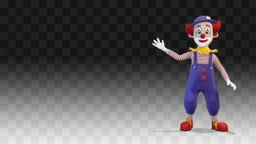 Videohive - Clown Comes Out From The Right Side Of The Screen And Greeting - 35045016 - 35045016