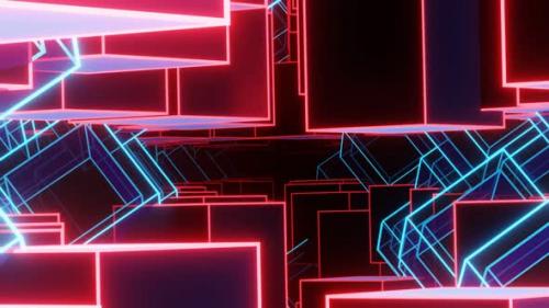 Videohive - Cubic Tunnel Of Blue Cubes With Red Illumination 02 - 35048372 - 35048372