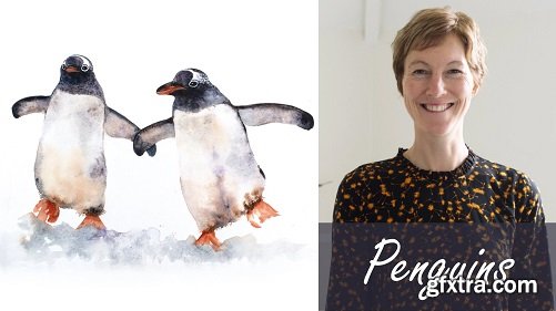 Winter Penguins. A Free-Flow Watercolour Master Class with Jane Davies