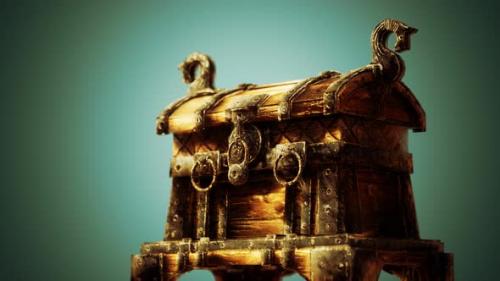 Videohive - Closed Wooden Treasure Chest with Metal Clasp - 35040011 - 35040011