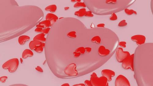 Videohive - Lots of Red Hearts Falling on Pink Background - 35040020 - 35040020