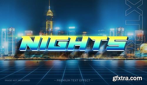 Nights 3d text effect mockup template premium psd