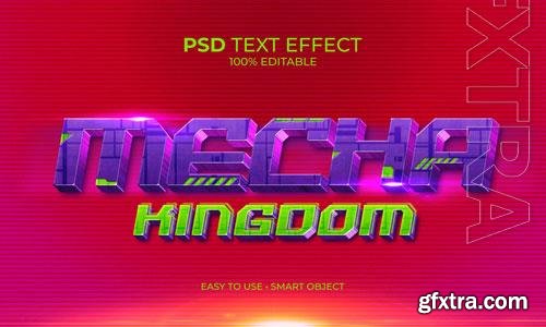 Purple mecha kingdom text effect premium psd