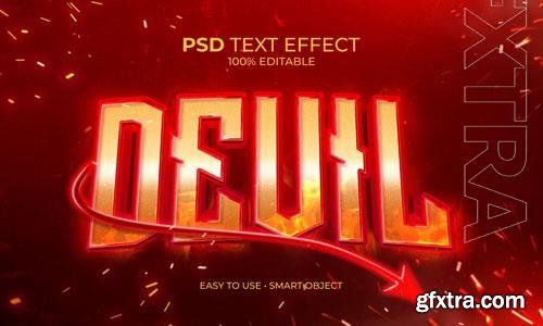 Red devil text effect premium psd