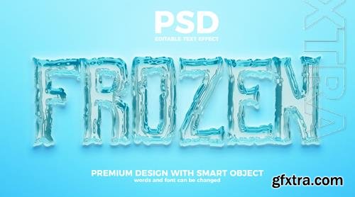 Frozen ice 3d editable text effect premium psd