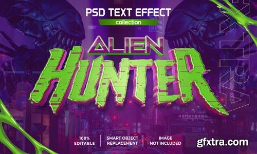 Alien hunter game text effect psd