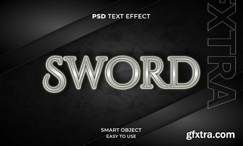 3d sword text effect template with dark color premium psd