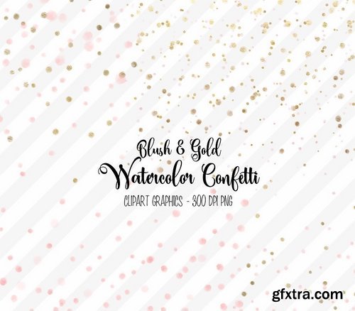 Blush and Gold Watercolor Confetti