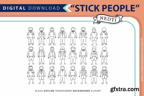 Male Stick Figure People PNG