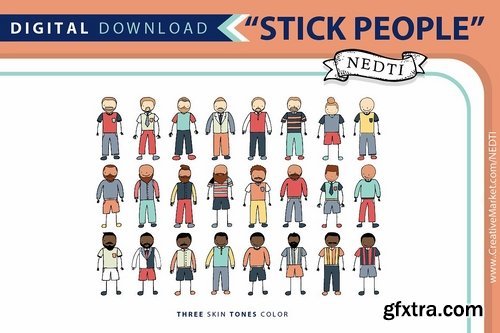 Male Stick Figure People PNG