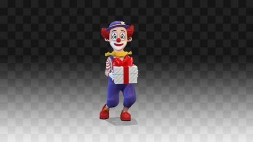 Videohive - Clown Dancing With A Gift Around Him - 35045021 - 35045021