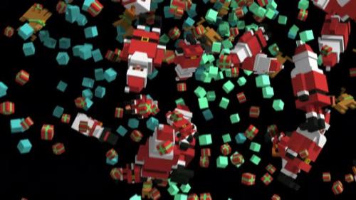 Videohive - 4K Geometric Christmas elements falling - 35045355 - 35045355