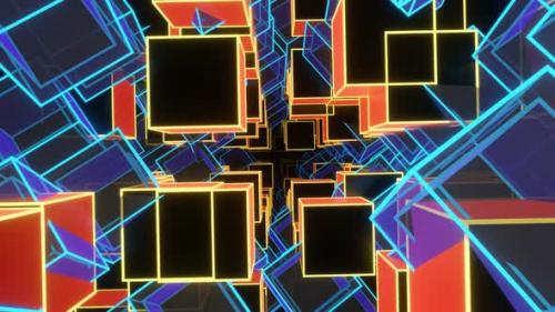 Videohive - Cubic Tunnel Of Orange And Blue Cubes 02 - 35048319 - 35048319