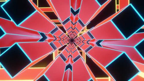 Videohive - Cubic Tunnel Of Red And Orange Cubes 02 - 35048428 - 35048428