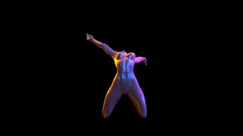 Videohive - Rotation of a Naked Neon Girl on a Black Background - 35049846 - 35049846