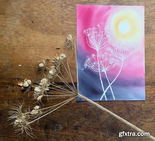 Sunset Seed Heads in Watercolour