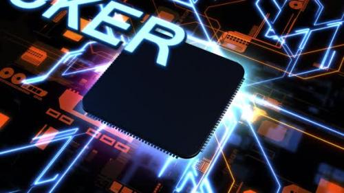 Videohive - animation with cpu inscription hacker. technology splash - 35036620 - 35036620