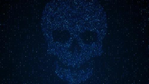 Videohive - coded numbers dynamic background with human skull - 35036625 - 35036625