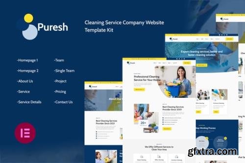 ThemeForest - Puresh v1.0.2 - Cleaning Services Company Elementor Template Kit - 34933878