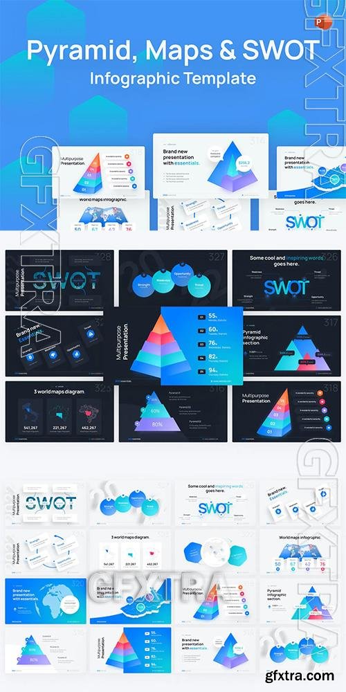 Pyramid, Maps & SWOT PowerPoint Template KSZNXDE