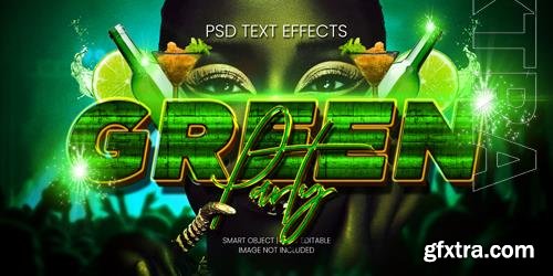 Green party text effect psd