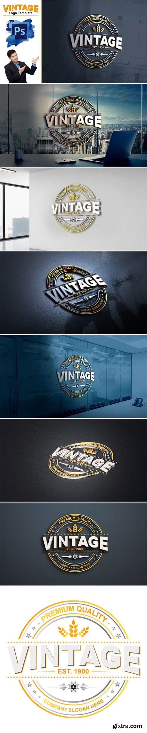 Vintage Logo Design PSD Template