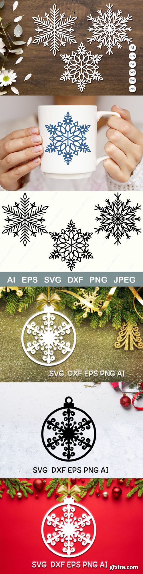 Snowflakes Ornament - SVG Laser Cut - Vector Collection