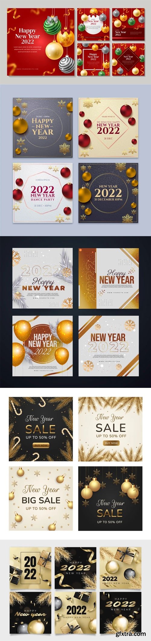 5 New Year 2022 Instagram Posts Vector Collection