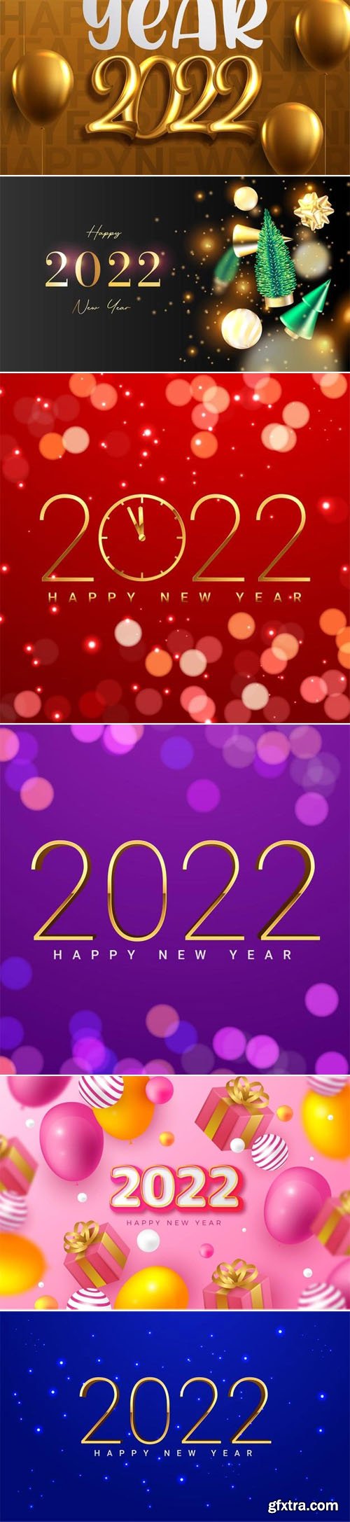 11 Happy New Year 2022 Backgrounds Vector Collection
