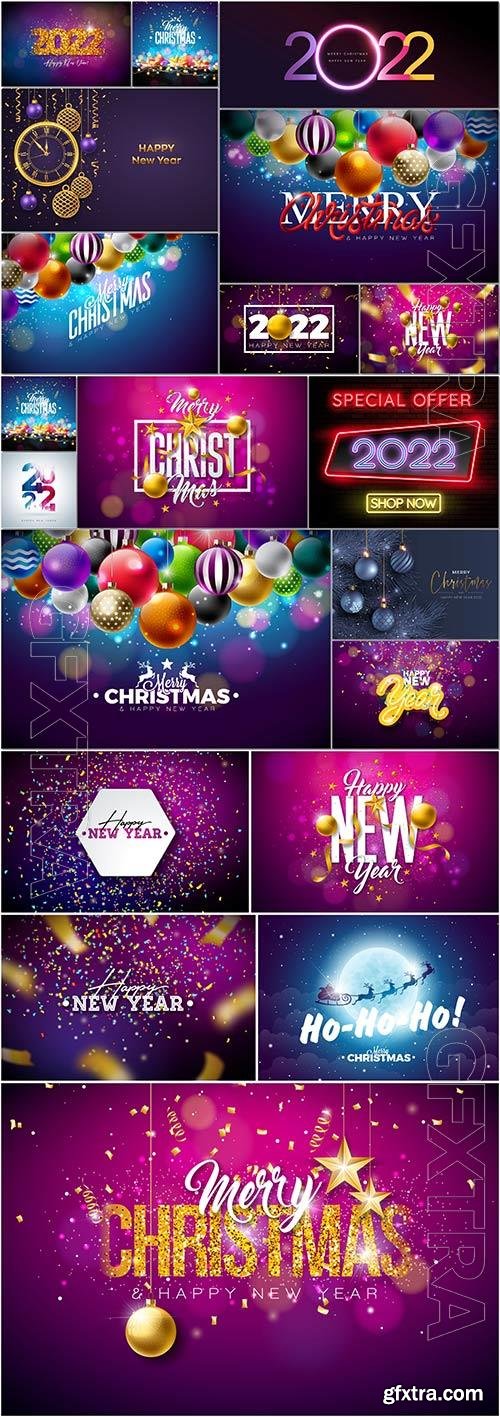 New year poster template vector set design