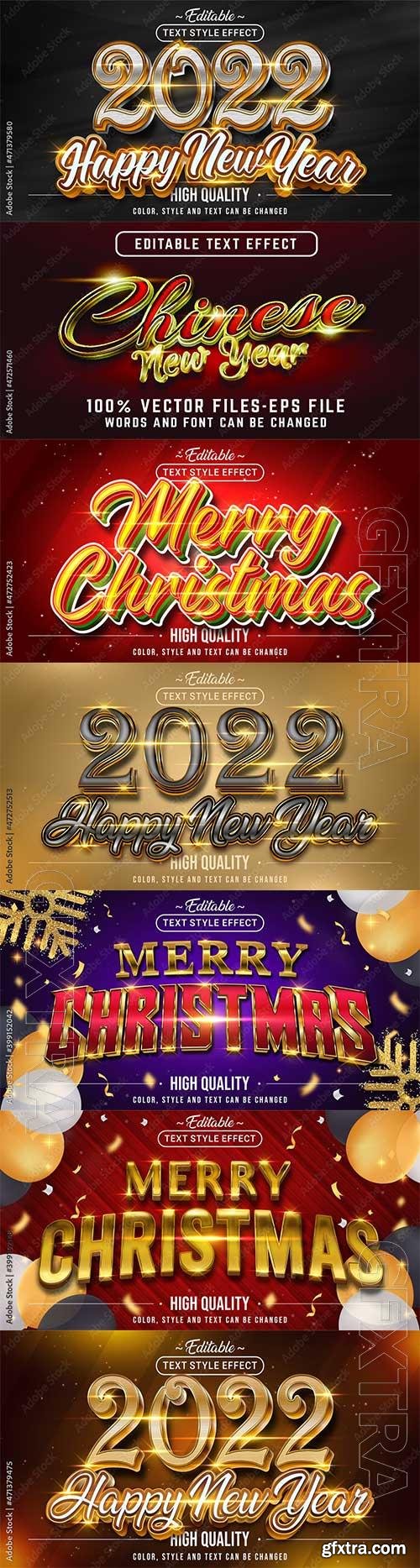 2022  New Year and Christmas vector texts