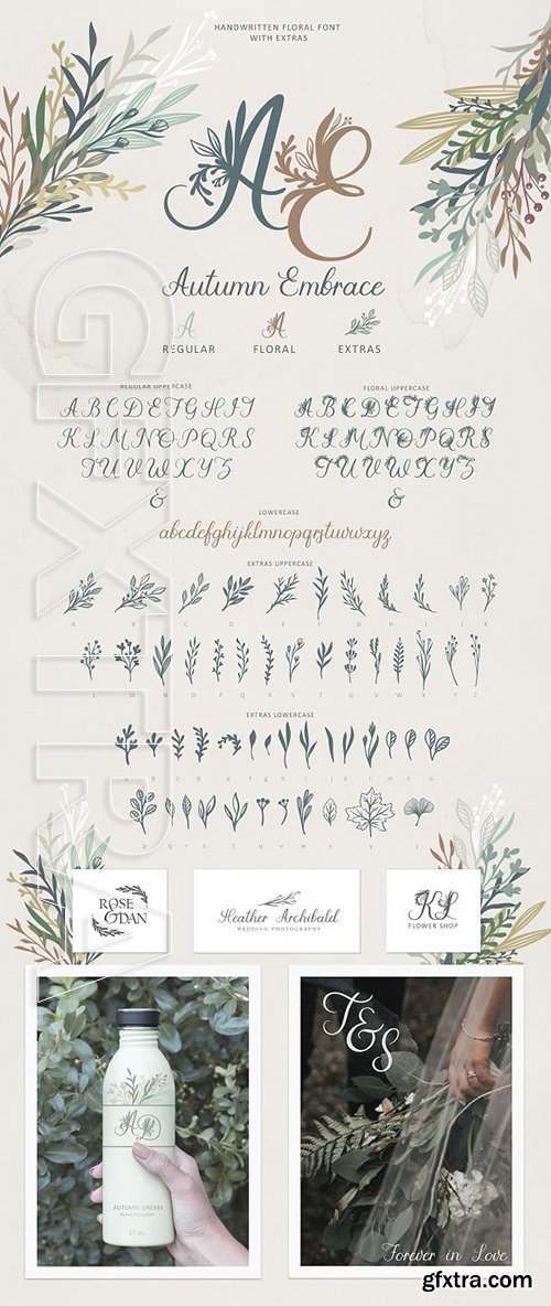 Autumn Embrace Floral Font + EXTRAS